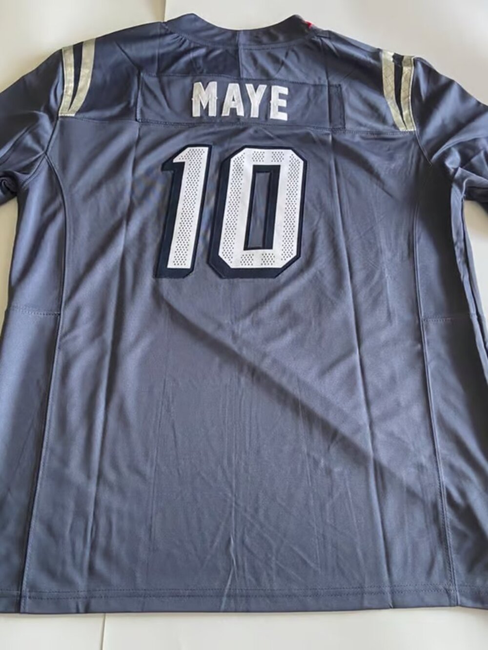 Drake Maye Stitched Storm Blue Jersey 10 Vapor